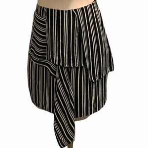 Zara Basic Special Collection Sz S Asymmetric Black Stripe Skirt Cupro #230J